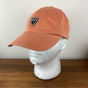 NIKE GOLF Strap Back Hat Orange Peach Embroidered Cotton Adjustable